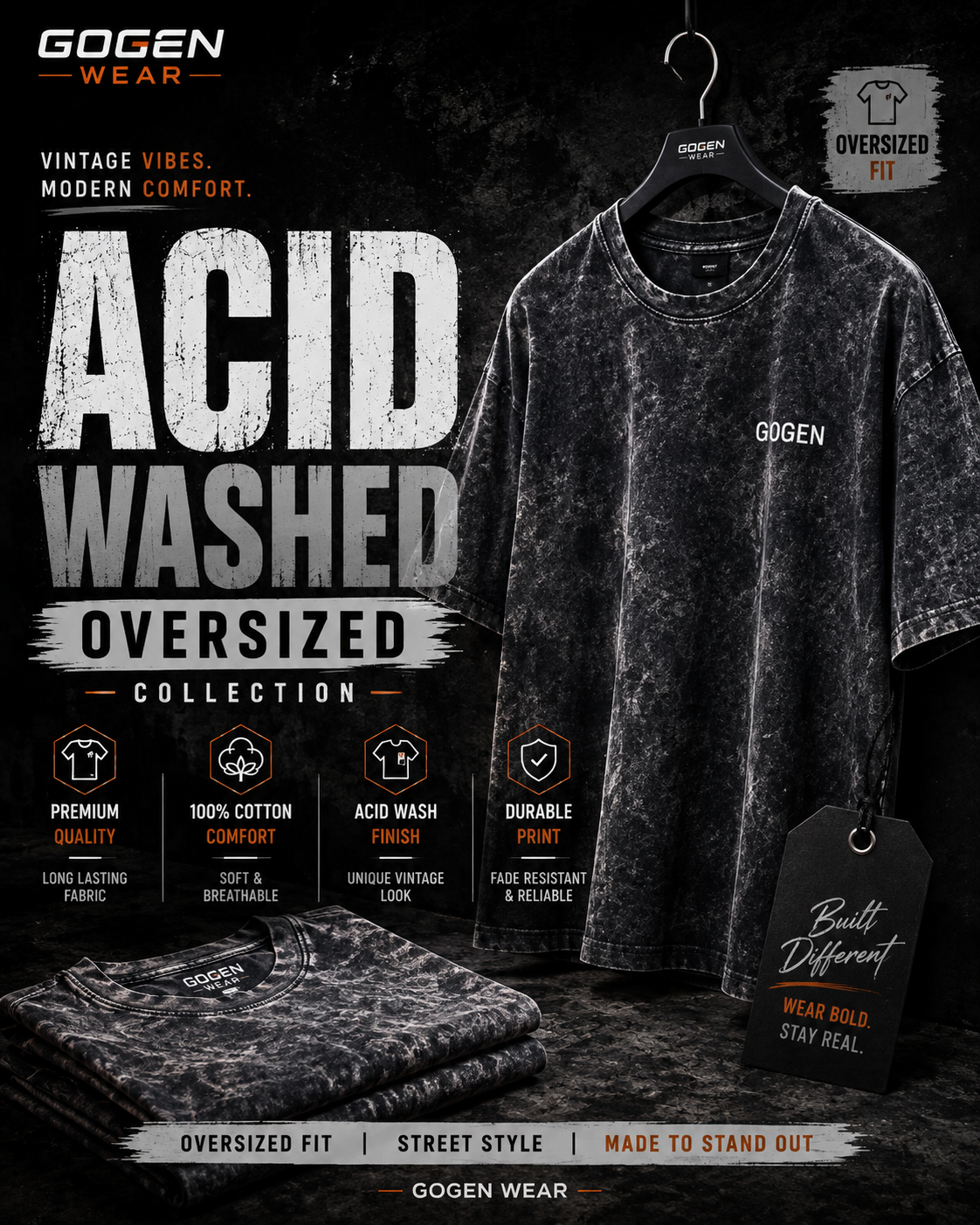 ACID WASH  OVERSIZE T-SHIRT